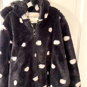 Eleven Paris Little faux fur spotted coat. Very soft fluffy fur& fully lined.
